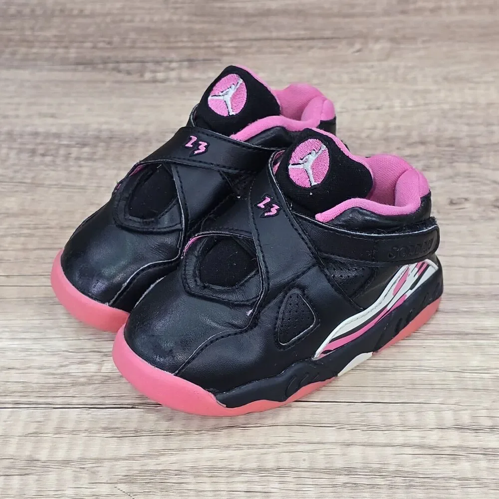 Nike Air Jordan 8 Retro Toddler's Size 7C Black Pink Shoes Sneakers (CN8093-006)